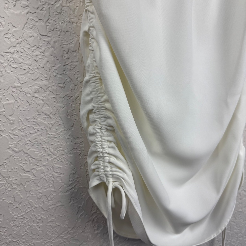 *Amanda Uprichard Womens White Ruched Aisling Sleeveless Midi Dress Size S - Picture 8 of 11